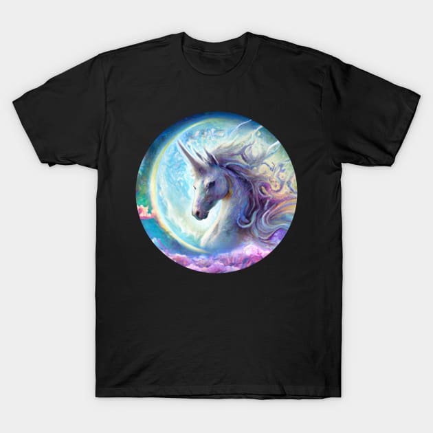 Moon Unicorn Watercolor T-Shirt by Shadowbyte91